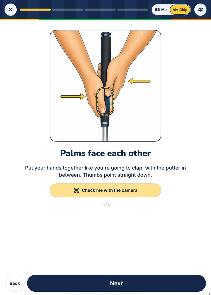 A Junior lesson card: Palms face each other.